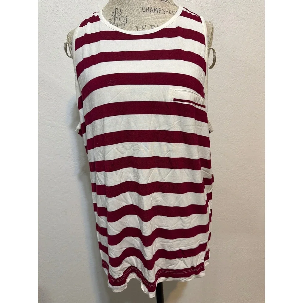 Soma Cool Nights Faux Pocket Tank Beyond Stripe Red Beauty XXL 570309233 NEW